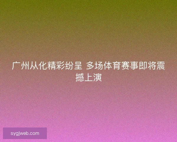广州从化精彩纷呈 多场体育赛事即将震撼上演